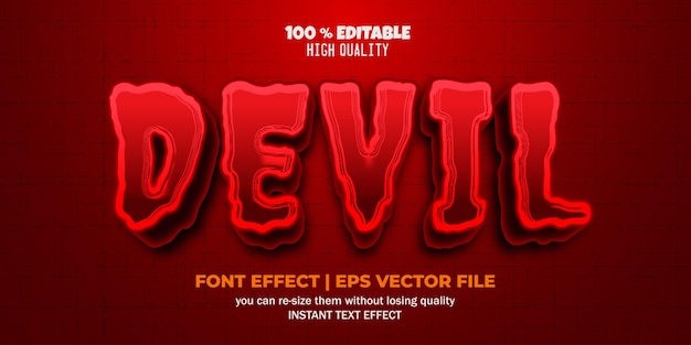 Demone modificabile effetto testo diavolo e modello di stile di testo dell'inferno