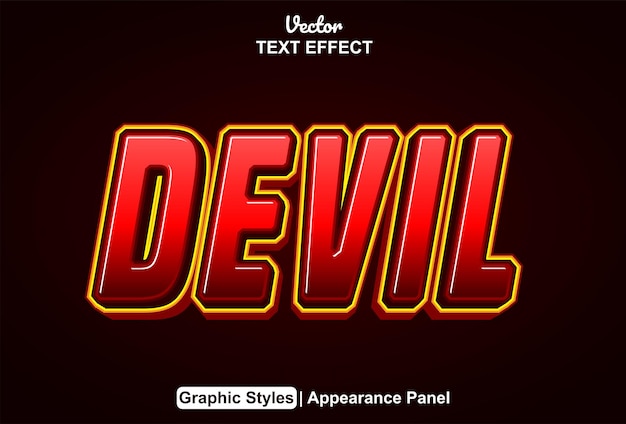 Devil text effect with red graphic style and editable