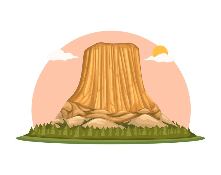 वेक्टर devil tower national monument in wyoming usa illustration vector