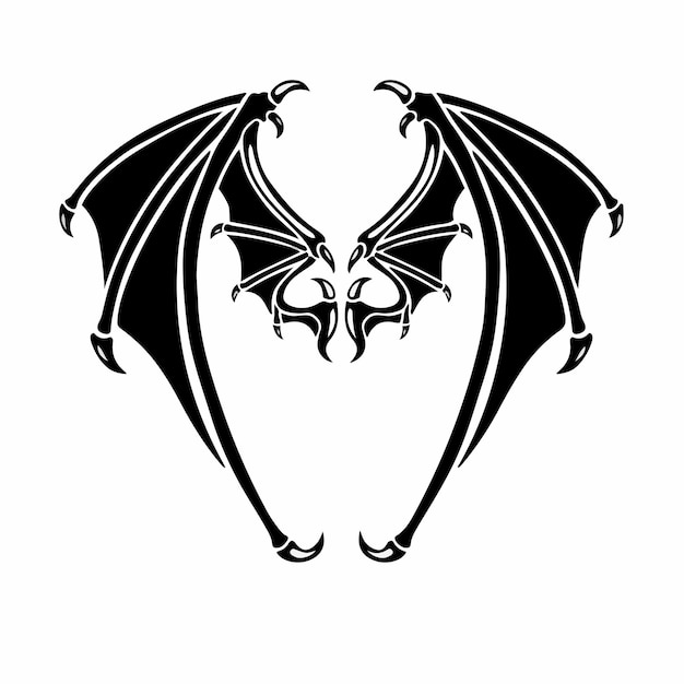 Devil Wings Logo Tattoo Design Stencil Vector Illustration