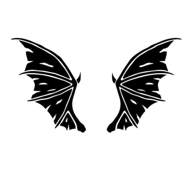 Devil Wings Logo Tattoo Design Stencil Vector Illustration