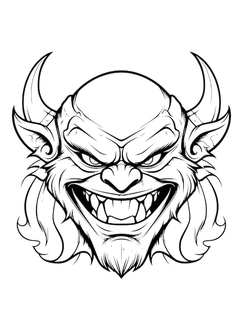 Devil With Big Smile Coloring Pages Drawing For Kids