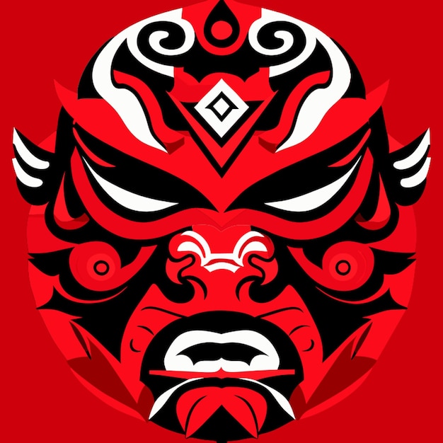 devilish face with eyes red tribal vector illustration