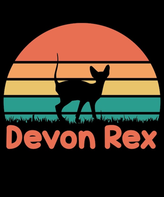 Devon rex kat zonsondergang T-shirt ontwerp