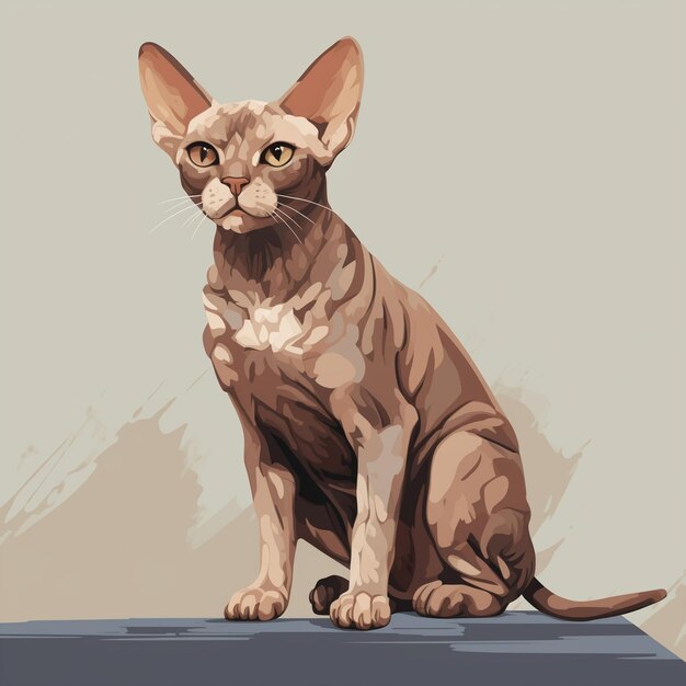 Vector devon rex kitten cat