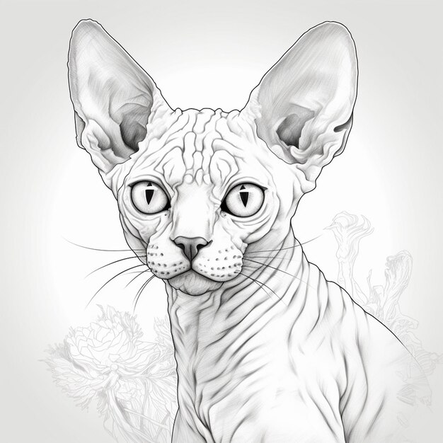 Vector devon rex kitten cat