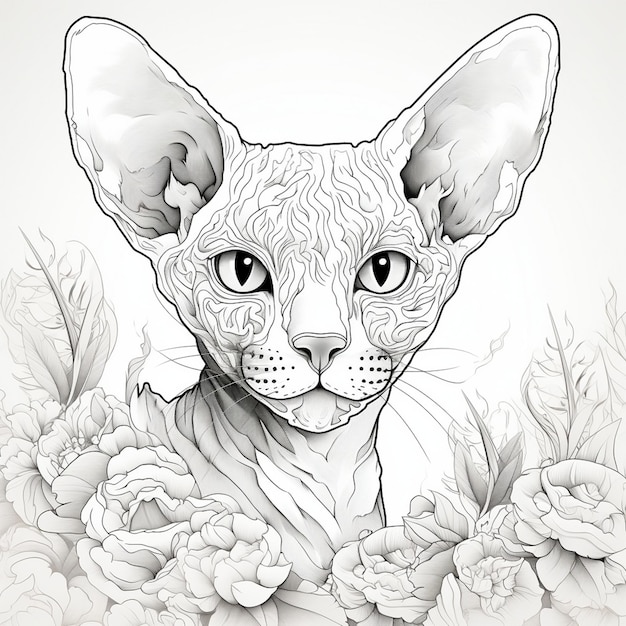 Vector devon rex kitten cat