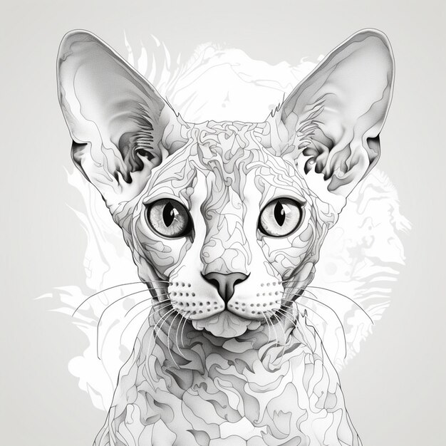 Vector devon rex kitten cat