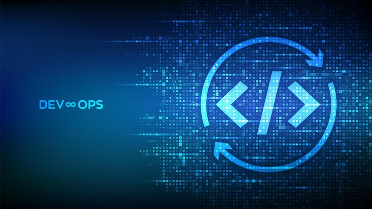 Vector devops icon made with binary code agile development software development practices methodology