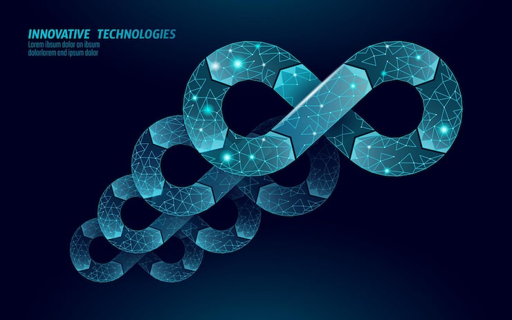 Vector devops 소프트웨어 개발 작업 무한대 기호 프로그래머 관리 시스템 수명 주기 품질 코딩 건물 테스트 릴리스 모니터링 온라인 프리랜서 벡터 일러스트 레이 션