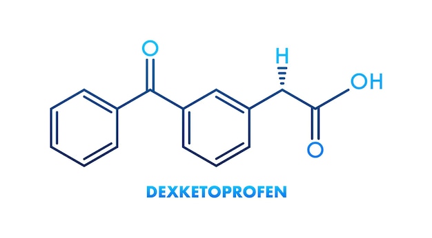 Dexketoprofen 개념 화학식 아이콘 레이블 텍스트 글꼴 벡터 일러스트 레이 션