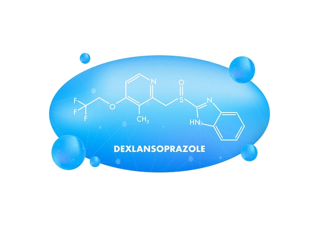 Dexlansoprazol concept chemische formule pictogram label tekst lettertype vectorillustratie