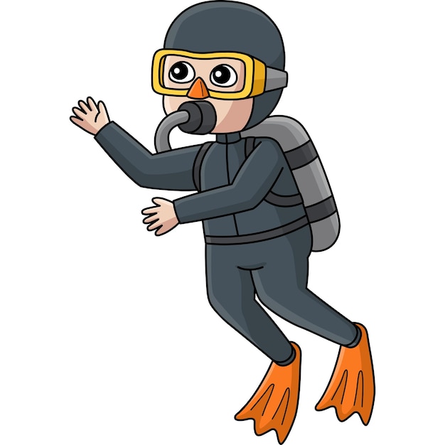 Vector deze cartoon clipart toont een boy scuba diving illustratie