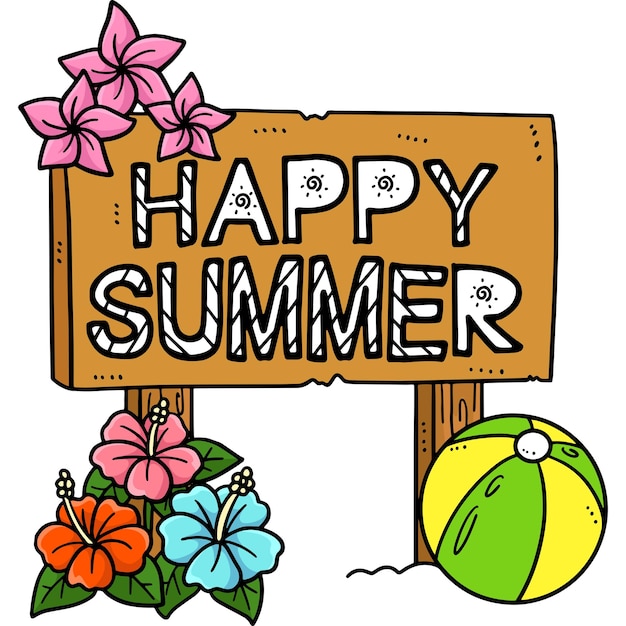 Deze cartoon clipart toont een Happy Summer illustratie