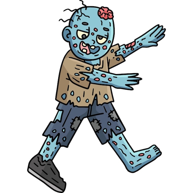 Deze cartoon clipart toont een Walking Zombie illustratie