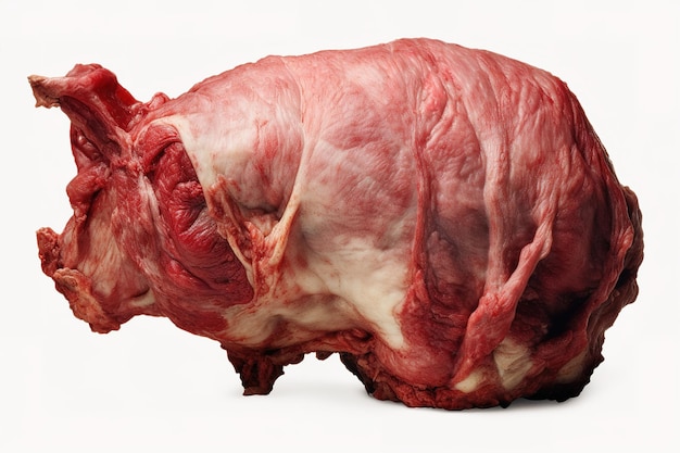 Deze illustratie van Wagyu-rundvlees toont een gemarmerd stuk vlees met fijne aders van intramusculair vet
