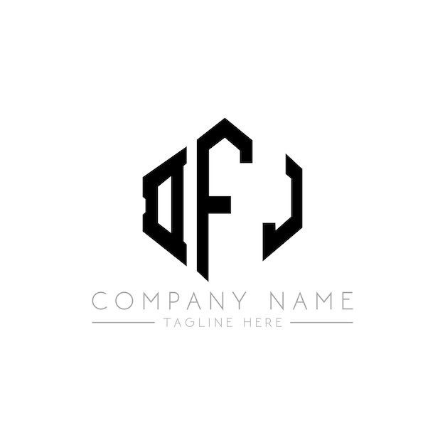 DFJ letter logo design with polygon shape DFJ polygon and cube shape logo design DFJ hexagon vector logo template white and black colors DFJ monogram business and real estate logo