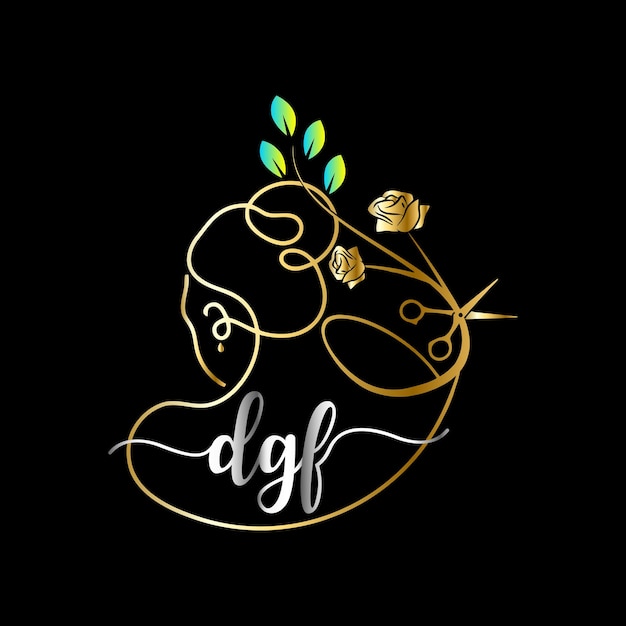 Dgf 初期ロゴ、サロン、高級化粧品スパ美容ベクトル テンプレート
