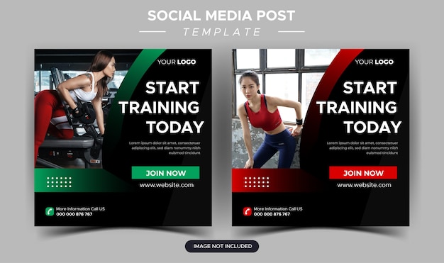 dgFitness 체육관 소셜 미디어 게시물 및 웹 배너 디자인