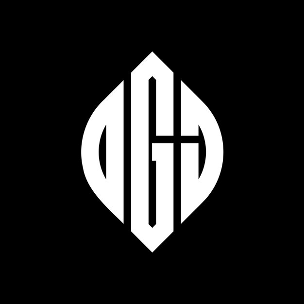Design del logo della lettera circolare dgj con forma di cerchio e ellisse lettere ellisse dgj con stile tipografico le tre iniziali formano un logo circolare dgj emblema circolare monogramma astratto lettera segno vettore.