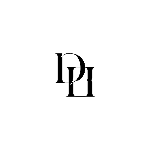 DH 모노그램 로고 디자인 문자 텍스트 이름 기호 흑백 로고타입 알파벳 문자 단순 로고