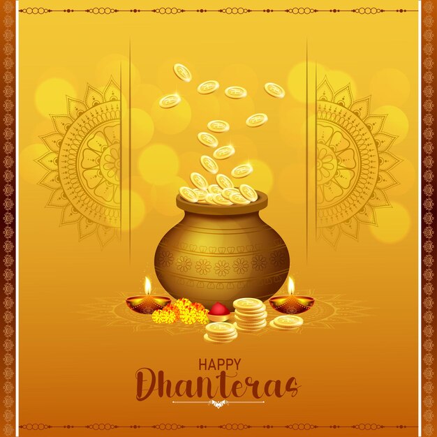 Vector dhanteras also known as dhanatrayodashi is the hindu festival