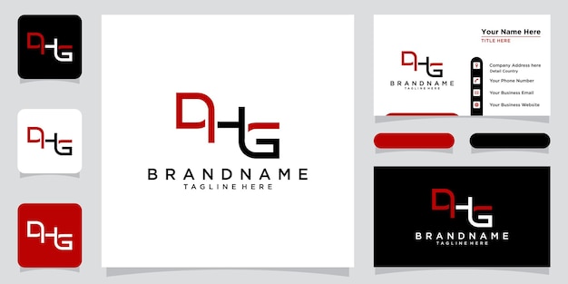DHG Letter Initial Logo Design Vector with business card design Premium Vector