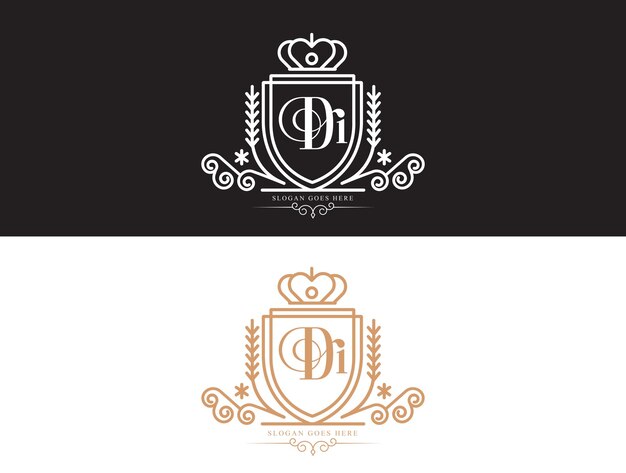 Vector di initial luxury ormament monogram logo design