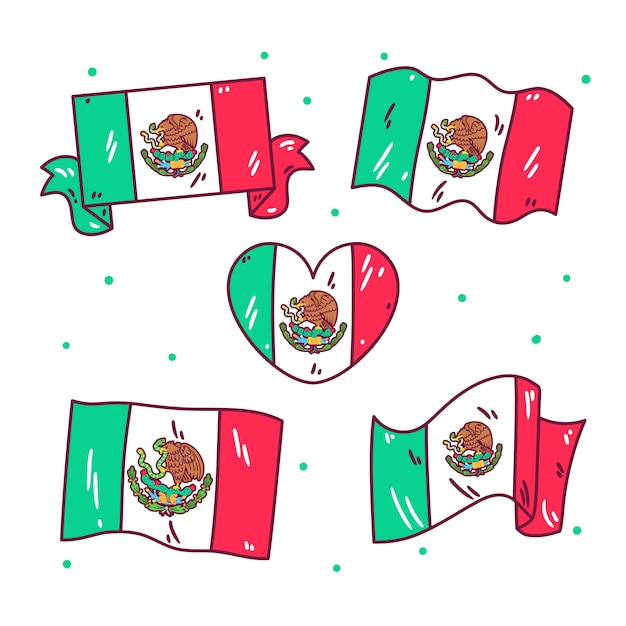 Vector dia de la bandera celebration flag elements collection