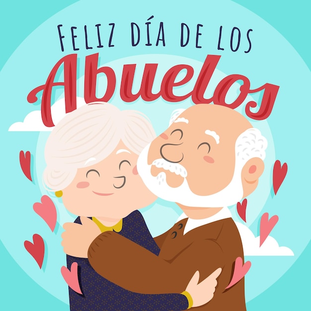 Vector dia de los abuelos illustration with grandparents