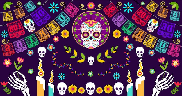 Фоновый шаблон Dia De Los Muertos