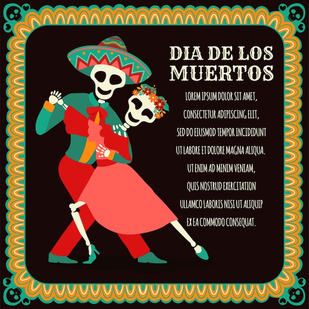 Vector dia de los muertos banner met kleurrijke mexicaanse bloemen