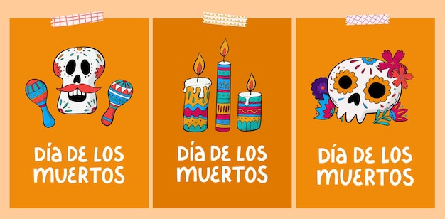 Dia de los muertos cards posters prints banners set