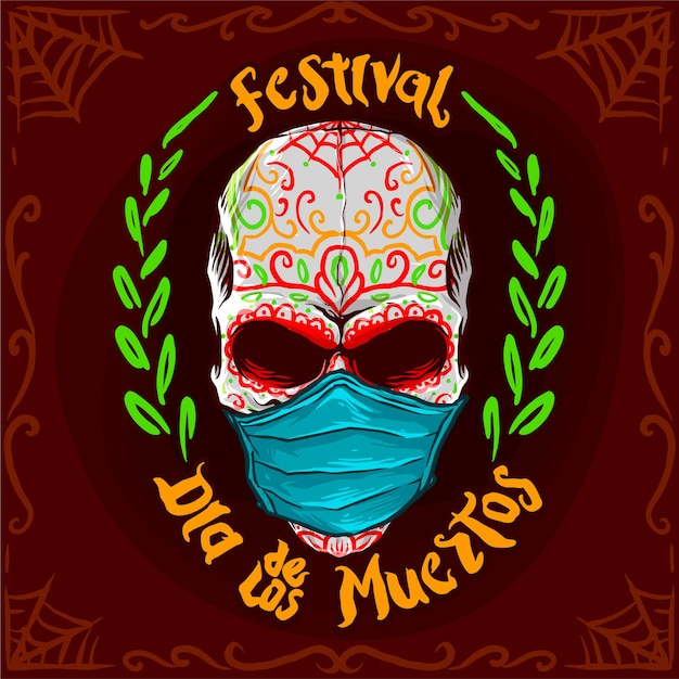 Vector dia de los muertos or day of the dead festival vector illustration