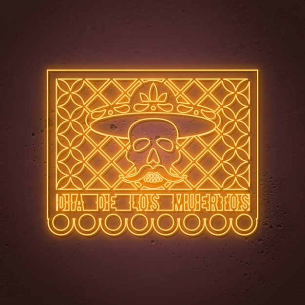 Dia de los muertos - day of the dead, stile neon messicano