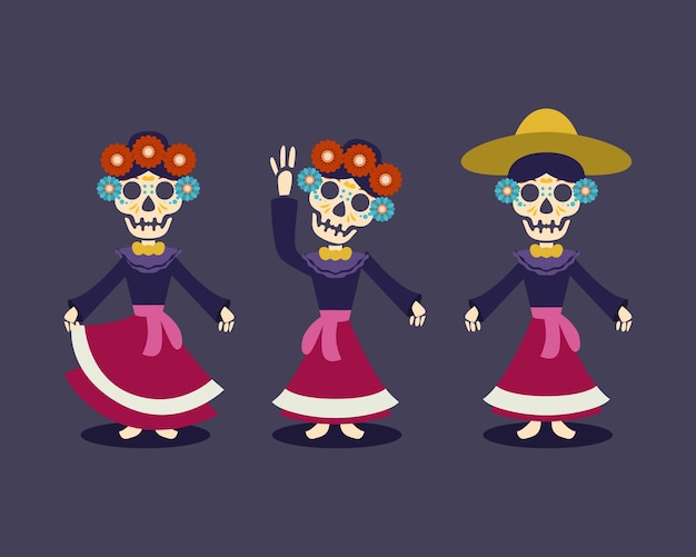 Dia de los muertos, Day of the dead mexico skull mascot design illustration