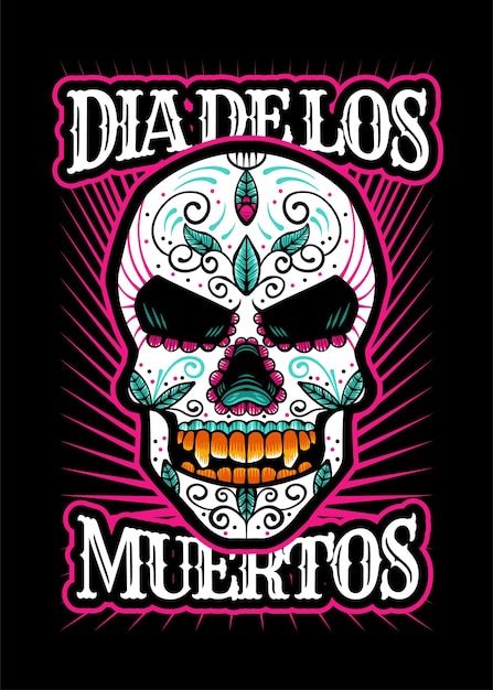 Вектор dia de los muertos, день мертвых черепов, сахарный череп векторный винтажный стиль иллюстрации