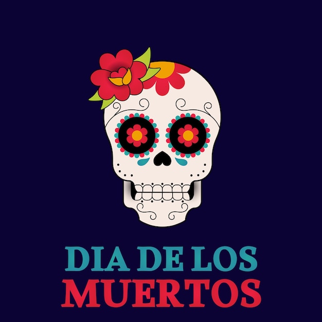 dia de los muertos of Mexicaanse dag van de doden traditionele senorita-schedel