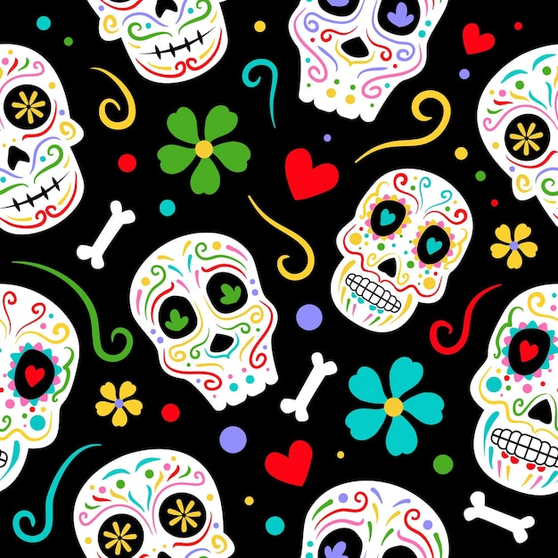 Dia de los muertos seamless pattern