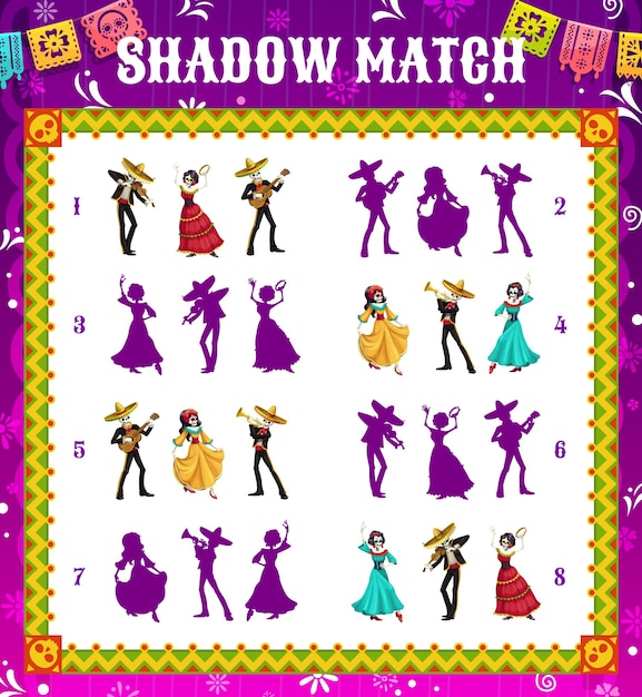 Dia de los muertos shadow match game, puzzle per bambini