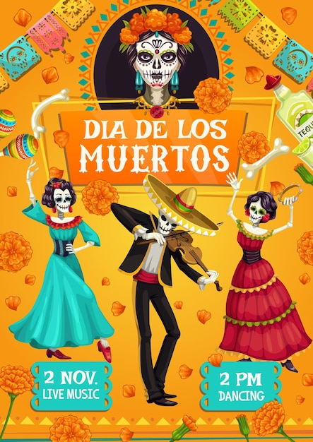 Dia de los Muertos Spanish Day of Dead party dance