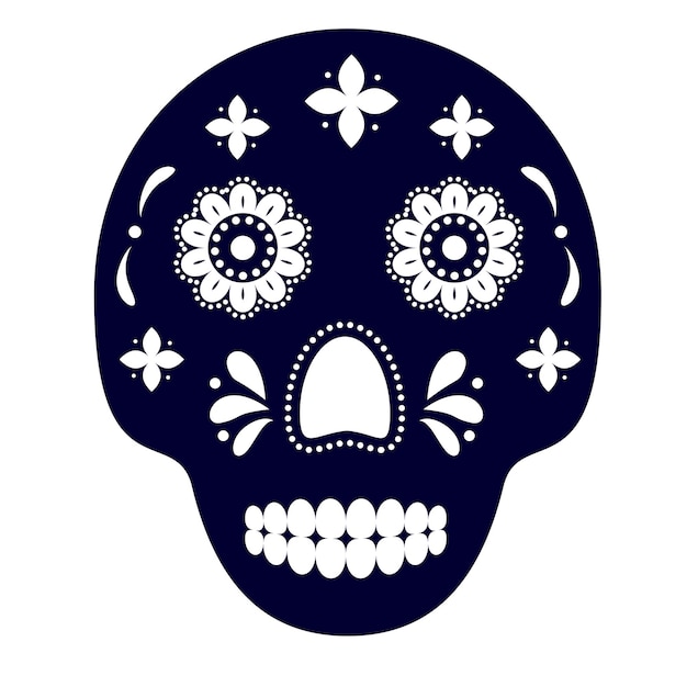 Vettore dia de los muertos teschio di zucchero festa messicana giorno dei morti modello vettoriale per banner poster cartolina d'auguri camicia ecc