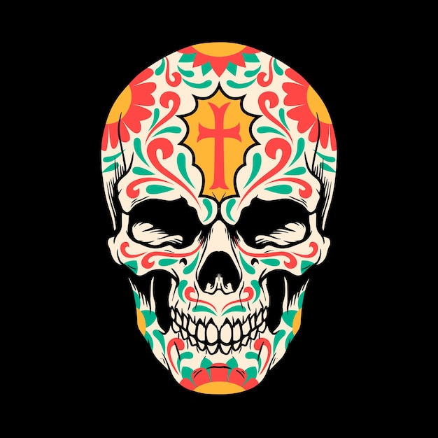 Vector dia de los muertos sugar skull