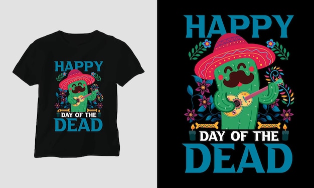 Dia de los muertos t-shirt design template, day of the dead, mexican festival