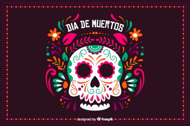dia de muertos background in flat design