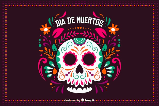 Dia de muertos background in flat design