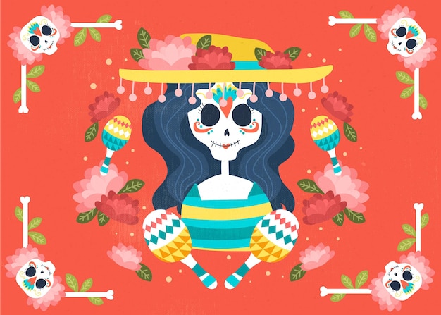 Sfondo dia de muertos in design piatto