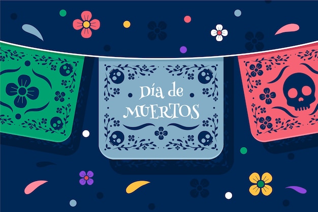 벡터 평면 디자인의 día de muertos 배경