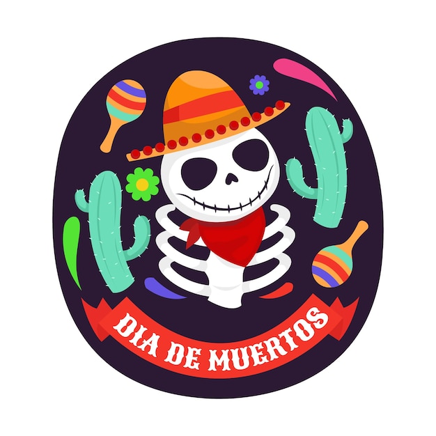 Празднование dia de muertos на белом фоне