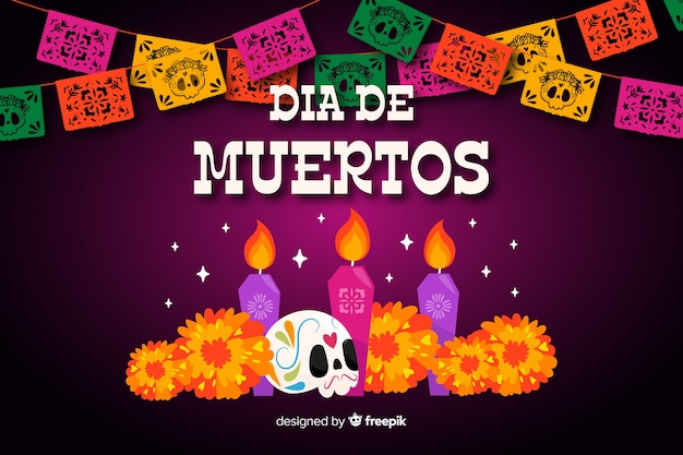 손으로 그린 배경으로 Día de muertos 개념